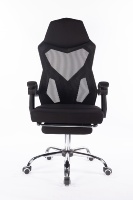 Chaise de bureau exécutive moderne en maille, design ergonomique, fonction inclinable, base pivotante, hauteur réglable, pieds en métal chromé intégrés