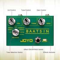 Pédale d'effets de guitare JOYO R-11 8-en-1 Distortion Overdrive avec circuit analogique pur et sonorités à faible perte pour performance de groupe de metal