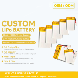 Batterie LiPo liquide rechargeable certifiée CE KRL de haute qualité 102020 320mAh 3.7V pour étui d'écouteurs TWS, 500+ cycles, 1C-15C - Product Image 1