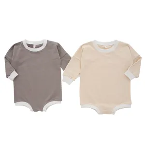 低最小起订量热卖婴儿服装套装抗皱长袖对比色婴儿羊毛连体衣婴儿连体衣