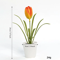 Tanaman Tulip Buatan Tangan Kecil dalam Pot, Tanaman Palsu Mini Pot Plastik, Bunga Plastik untuk Dalam & Luar Ruangan, Meja Kantor, Hari Valentine