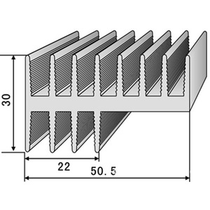 Dissipateur thermique en aluminium extrudé à ailettes, profilé 30x50,5 mm, pour le refroidissement électronique - Product Image 1