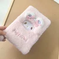 Cuaderno de Peluche con Diseño de Chica de Dibujos Animados, Diario Rosa con Corazones, Estética Femenina, Incluye Cubierta y Cuaderno Interior
