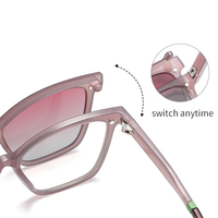 Nouvelles Lunettes de Soleil Rectangulaires Ultra Légères TR90 Polarisées pour Femmes, Monture Complète, avec Clip Magnétique pour Conductrices, Rose UV400, Modèle 2026