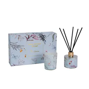 NEWIND Hotsale Säule Glas Soja Wachs Duft kerzen Anpassbare Wohnkultur Urlaub Aroma Diffusor Geschenk box