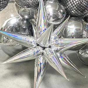 Nuevo globo de papel de aluminio con gota de agua láser, gran globo de estrella mágica, centro comercial, fiesta, boda, decoración, globo de estrella de explosión