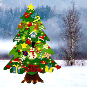 Árbol de Navidad de Fieltro Desmontable con Luces LED, Decoración Navideña Suave de Tela No Tejida para Colgar en la Pared, Ideal para Guarderías y Fiestas - Product Image 3