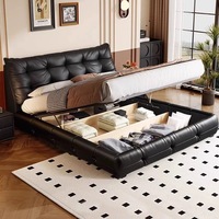 Modèle Italien Sac Souple en Cuir Haut de Gamme Atmosphère Chambre Petit Appartement en Cuir Lit Double King Size Lit