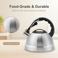 Bouilloire sifflante en acier inoxydable de 2,5 L avec poignée froide au toucher, pour tous les types de cuisinières, vente en gros d'usine