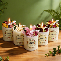 Set Hadiah Lilin Aromaterapi Mewah Buatan Tangan dengan Bunga Kering dalam Stoples Amber untuk Ulang Tahun Pernikahan