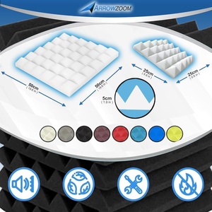 Panneaux d'insonorisation en polyuréthane haute densité 25x25x5cm, ruban adhésif double face, ignifuge pour mur/plafond/porte - Product Image 3
