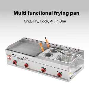 Commercial Gas Griddle With Double Deep <b>Fryer</b> Stainless Steel Multifunctional Snack Frying Cooking Equipment - Product Image 1
