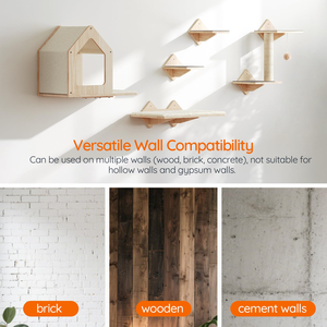 5-Piece ahşap kedi duvar rafları ev tırmanma levrek ile Set, çizilmeye kapalı kediler için mesajlar ve adımlar - Product Image 4