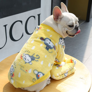 French Bulldog Warm Fleece Sweater Printed Bear Design Winter Pet <b>Clothes</b> Small Medium Dogs <b>Cats</b> Cold Protection Apparel - Product Image 3