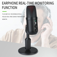 Microphone USB de studio avec monitoring intégré pour casque, micro de bureau plug-and-play pour le gaming, le streaming en direct et l'enregistrement de podcasts