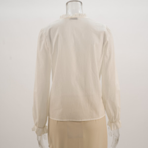 <span class=keywords><strong>เสื้อ</strong></span>เชิ้ตชีฟอง<span class=keywords><strong>ลูกไม้</strong></span>ระบายอากาศสำหรับฤดูร้อน ผู้หญิงทรงปกติ คอระบาย แขนพลิ้ว ติดกระดุม สไตล์สตรีทแฟชั่น - Product Image 3