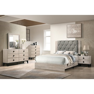 Contemporary Cream Nightstand With Drawers Bed <b>Side</b> Table Plywood Storage - Product Image 3