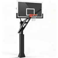 Système de basketball encastré robuste à levage direct usine, panier de basketball fixe réglable avec panneau arrière en verre trempé