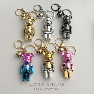 Gantungan Kunci kartun lucu akrilik beruang kekerasan desain lucu pelat elektrik hewan bel kecil beruang gantungan kunci tas sekolah liontin pesona - Product Image 5