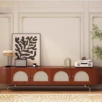 Meuble TV en bois massif de style Mid-Century Modern, écologique, console multimédia, centre de divertissement, armoire de rangement, grand meuble pour salon