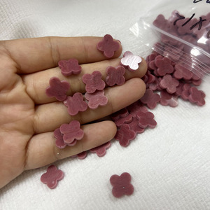 Pierres précieuses roses naturelles, quartz rose, taille plate, trèfle à quatre feuilles, pour la création de bijoux - Product Image 4