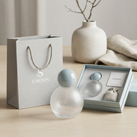Flacon de parfum en verre transparent rond de luxe de 100 ml, ensemble d'emballage en gros avec boîte et sacs cadeaux, impression personnalisée