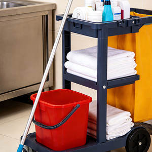 Carrito de Limpieza Multifuncional Goodman, Resistente, Ecológico, de Plástico, con 4 Ruedas, para Uso Comercial en Hoteles, con Capacidad de 100 kg - Product Image 3