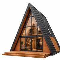 Villa préfabriquée moderne triangulaire avec design scandinave et structure en acier léger, modèle 3D par Sunlit