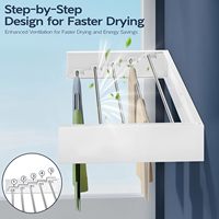 Séchoir à linge pliable 5 barres, gain de place, avec gabarit mural pour intérieur, extérieur, salle de bain, balcon