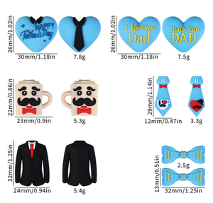 Breloques Cœur Bleu DIY pour la Fête <span class=keywords><strong>des</strong></span> Pères, Perles en Silicone 3D, Perle de Dentition Fille Noire pour Bracelet Papa et Fabrication de Stylos Perlés - Product Image 4