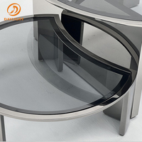 Meubles de salon table basse avec dessus en verre ensemble de table basse ronde noire luxe moderne