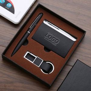 Personalized Executive <b>Gift</b> <b>Set</b>: Custom Leather Pen, Keychains & Card Holder - Perfect Corporate <b>Gifts</b> - Product Image 1