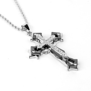 Collier pendentif <span class=keywords><strong>croix</strong></span> diamant tendance pour hommes <span class=keywords><strong>et</strong></span> femmes, chaîne maillons dominante <span class=keywords><strong>en</strong></span> argent, <span class=keywords><strong>or</strong></span> <span class=keywords><strong>et</strong></span> noir, durable <span class=keywords><strong>et</strong></span> à la mode - Product Image 3