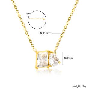 Collar de Moda con Colgante Cuadrado de Circonia, Cadena Delicada de Acero Inoxidable Chapado en Oro de 18K, Joyería para Mujer, Aniversarios de Compromiso - Product Image 2