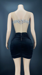 NOVANCE-<span class=keywords><strong>vestido</strong></span> <span class=keywords><strong>de</strong></span> terciopelo <span class=keywords><strong>de</strong></span> retales <span class=keywords><strong>de</strong></span> cristal negro, novedad, Primavera, <span class=keywords><strong>2022</strong></span> - Product Image 3