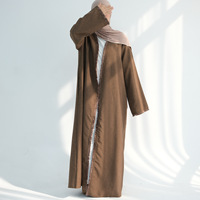 Nouvelle Abaya Cardigan Kimono Islamique Unie avec Pompons pour Femmes Musulmanes – Modèle Ouvert