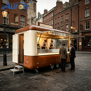 Camión de Comida Móvil Retro Auron de 5.8m, Acero Inoxidable, Eje Doble Tándem, Uso en Exteriores, Compartimentos Aislados, Espacio de Preparación - Product Image 1