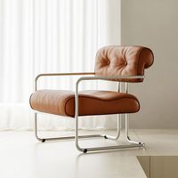 Chaise de salon moderne minimaliste en cuir PU imperméable et résistant aux taches avec structure en métal, chaise de salon ergonomique