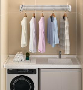 Porte-vêtements mural en acier inoxydable, rectangulaire, à un seul niveau, design minimaliste, pour salle de bain, organisateur de vêtements suspendus - Product Image 1