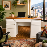Bureau d'étude en acier avec tiroirs et armoire de rangement verrouillable, plateau en bois, table d'écriture pour ordinateur, pour étudiant, professeur, bureau à domicile