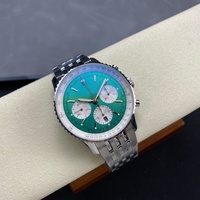 Montre mécanique automatique de luxe pour homme, style designer, acier inoxydable, cadran vert, chronographe, montre sport, logo personnalisé OEM