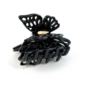 CANYUAN CE Pinza de Pelo Personalizada de Acetato Negro de Doble Capa de 6.4cm con Diseño de Mariposa Blanca para Mujer - Product Image 4