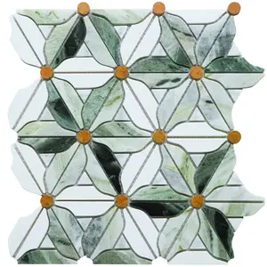 Venda quente de mosaico de pedra da moda com padrão de flores para Backsplash