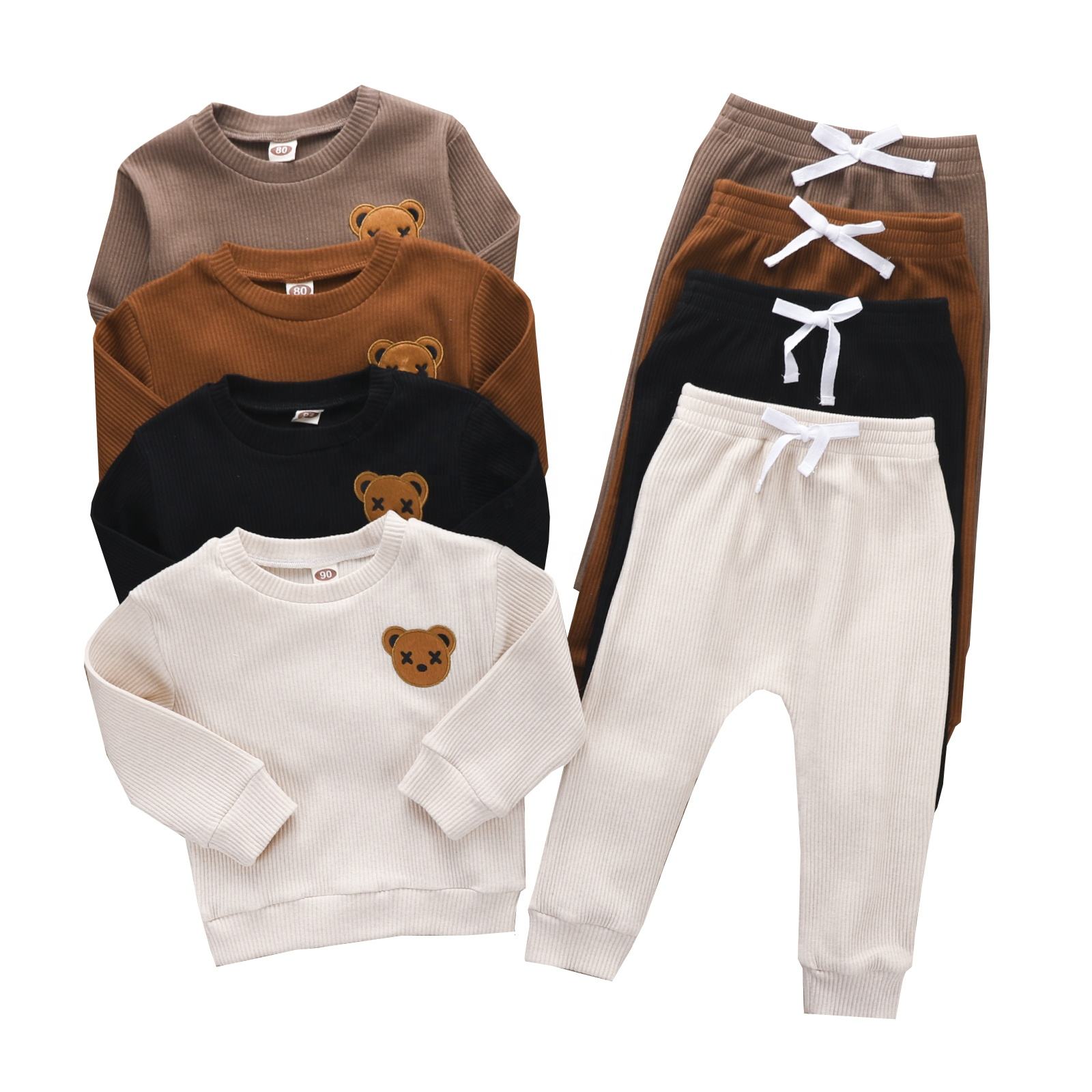 Wholesale Autumn And Winter Baby Clothing Sets Cotton Round Neck Long Sleeve Hoodie Set Clothes Cheap Newborn Baby Clothing Set 