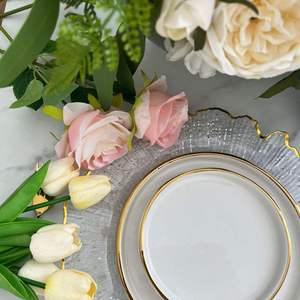 <span class=keywords><strong>Assiette</strong></span> de présentation 13 pouces or <span class=keywords><strong>rose</strong></span> en plastique transparent, vente en gros, pour mariage et fête, réutilisable, économique et élégante - Product Image 6