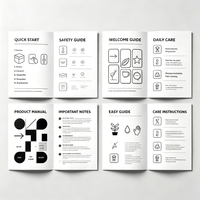 Manuel d'instructions pliable en papier épais recyclable et écologique, format personnalisé, impression d'une seule page, avec logo personnalisé, dépliant en papier personnalisé