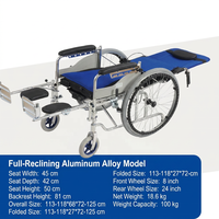 Fauteuil roulant inclinable léger 18,6 kg avec appui-tête et repose-jambes relevables pour les soins aux personnes âgées, les maisons de retraite, les hôpitaux et les infirmières