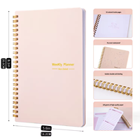 Nouveau carnet organisateur personnalisé avec logo imprimé, reliure spirale, format A5, agenda hebdomadaire et journalier 2026