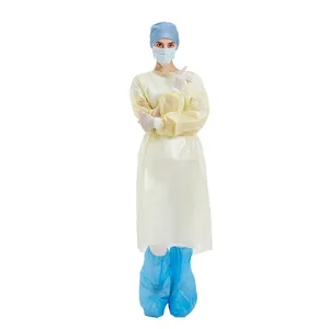 Robe d'isolation jetable en plastique, imperméable, avec épi, à usage unique, uniforme de clinique, vert, fournitures médicales, CE