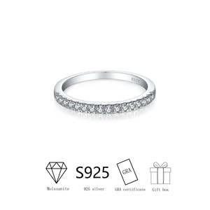 Unisex Half Eternity Moissanite Wedding <b>Ring</b> Stylish <b>Sterling</b> <b>Silver</b> S925 for Anniversary & <b>Engagement</b> Fashionable for Women Men - Product Image 6